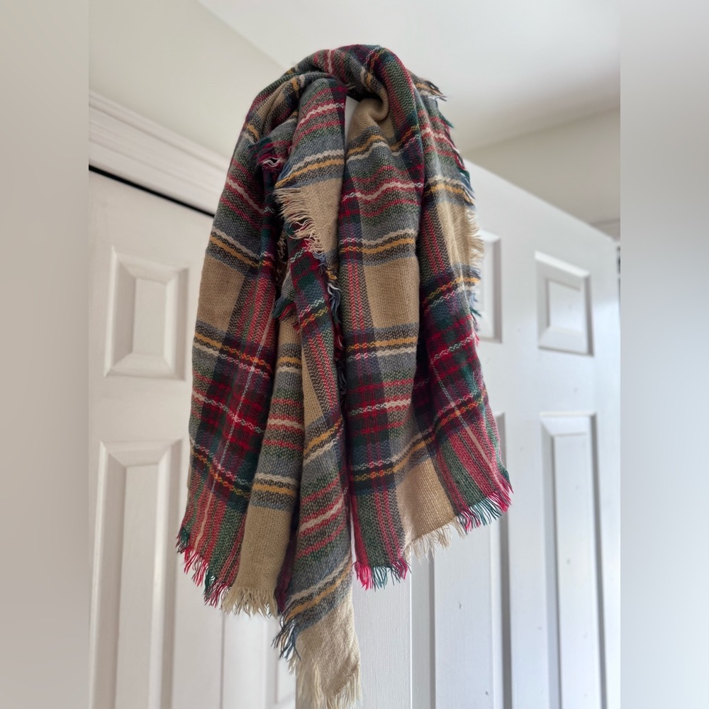 Oversized plaid scarf